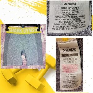 Gymshark brand Gray/Yellow/White Colorblock Soft Knit Bike Shorts Sz Small